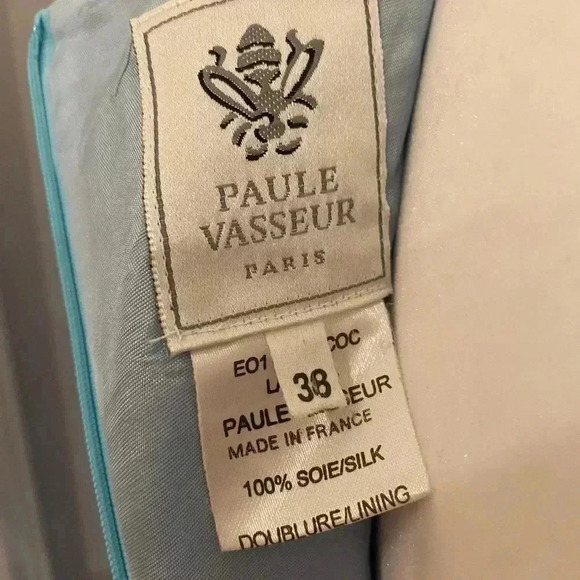 Paule Vasseur Blue Silk Sheath Embroidered Dress - Picture 9 of 10